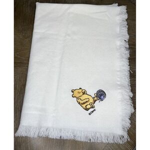 Goodwin Weavers Winnie the Pooh Baby Blanket Disney‎ Embroidered White Fringe